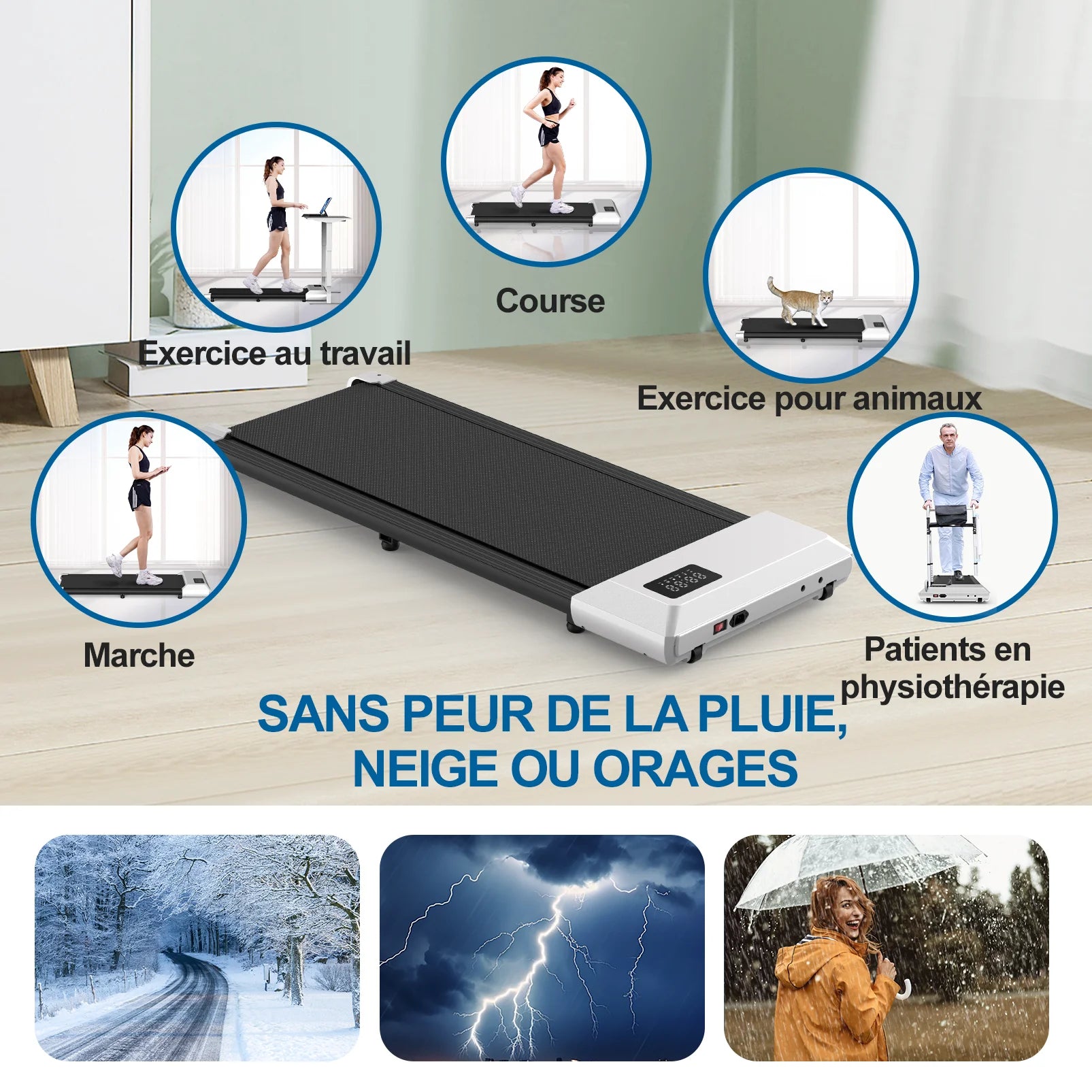Walking Pad 2 in 1 under Desk Treadmill, 2.5HP Low Noise Walking Pad Running Jogging Machine with Remote Control for Home Office