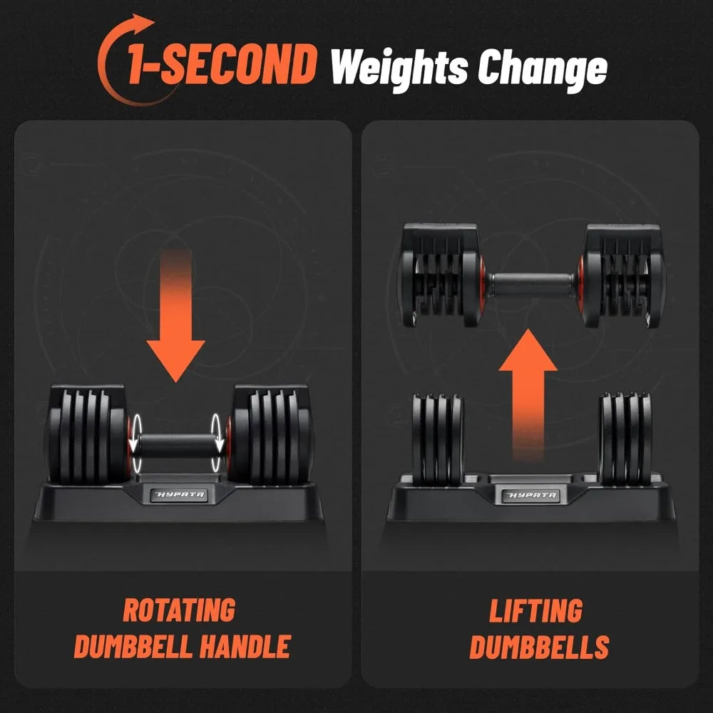 25/55 Lbs Pair Adjustable Dumbbell Set, Adjust Dumbbell Weight for Exercises Pair Dumbbells for Men and Women in Home