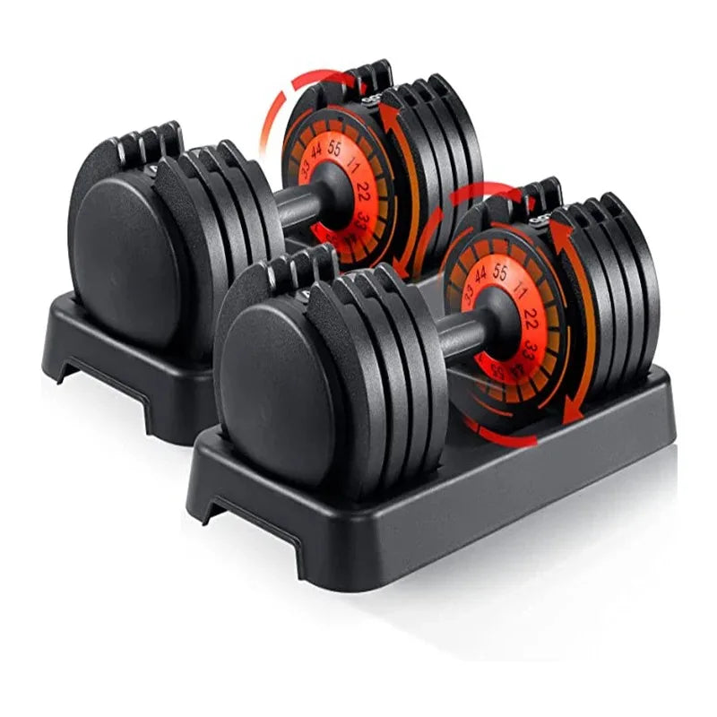 24Kg (52.5 Lbs) Quick-Adjust Dumbbell Set: a Pair of Black Dumbbells Designed Specifically for Fitness Training