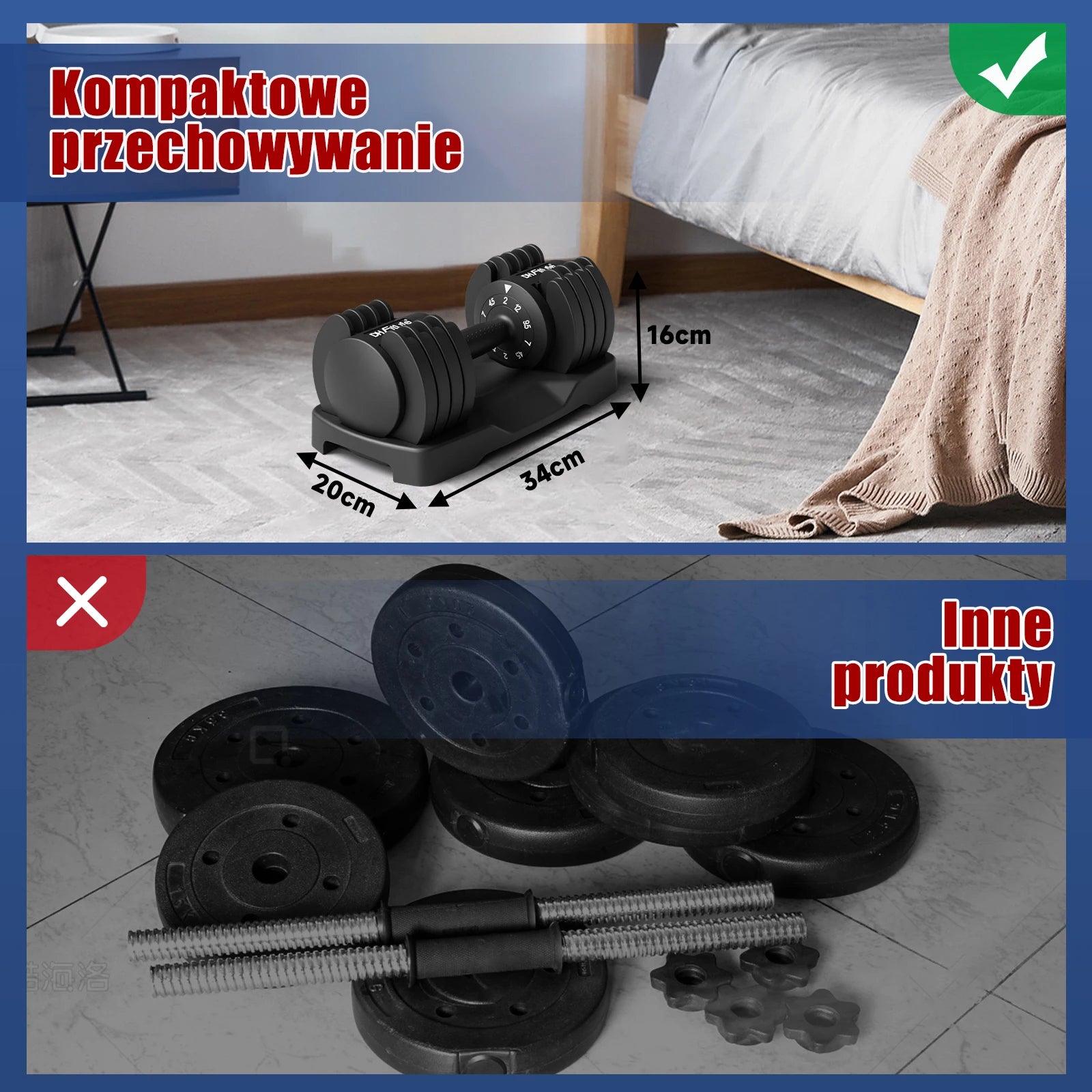 2 to 12 KG Adjustable Dumbbells 5 Weight Levels Short Dumbbells Set with Weight Discs, Short Dumbbells Adjustable Variable Weights 5 in 1 Set of 2