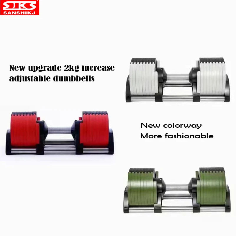 Colorful Paint Adjustable Dumbbell, Gym Fitness Dumbbells, Incremental Cast Iron, New, 36Kg, 2Kg Increased