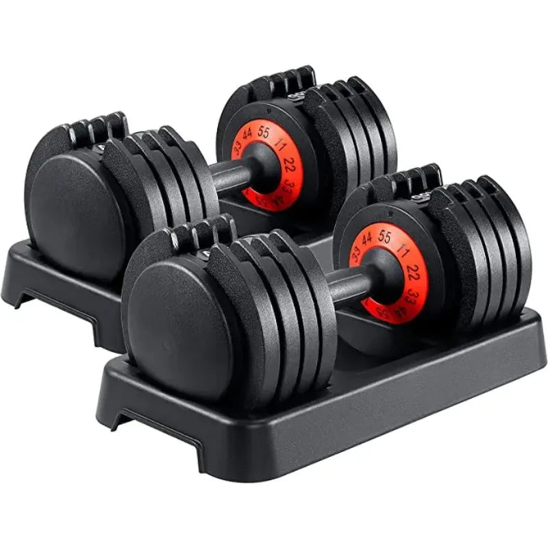 24Kg (52.5 Lbs) Quick-Adjust Dumbbell Set: a Pair of Black Dumbbells Designed Specifically for Fitness Training