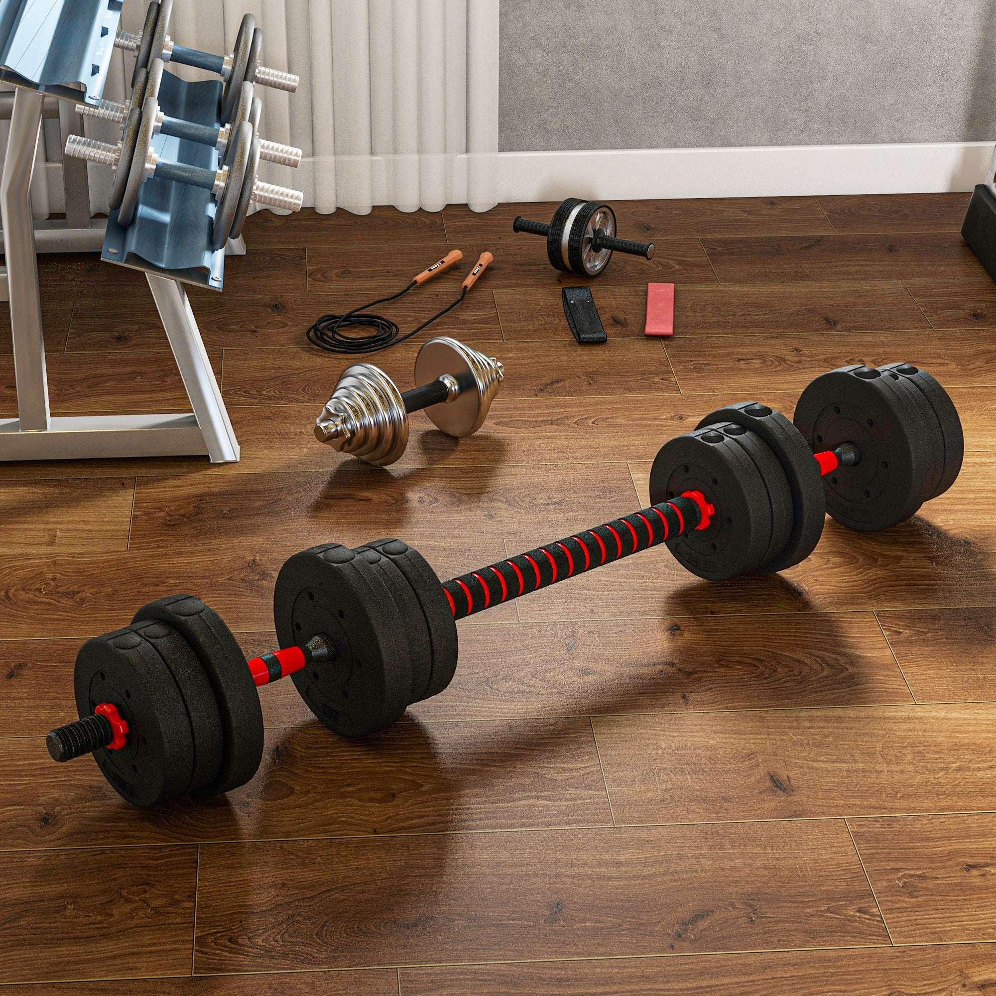 20Kg 2 in 1 Adjustable Dumbbells Weight Set, Dumbbell Hand Weight Barbell for Body Fitness, Lifting Training for Home, Office, Gym, Black