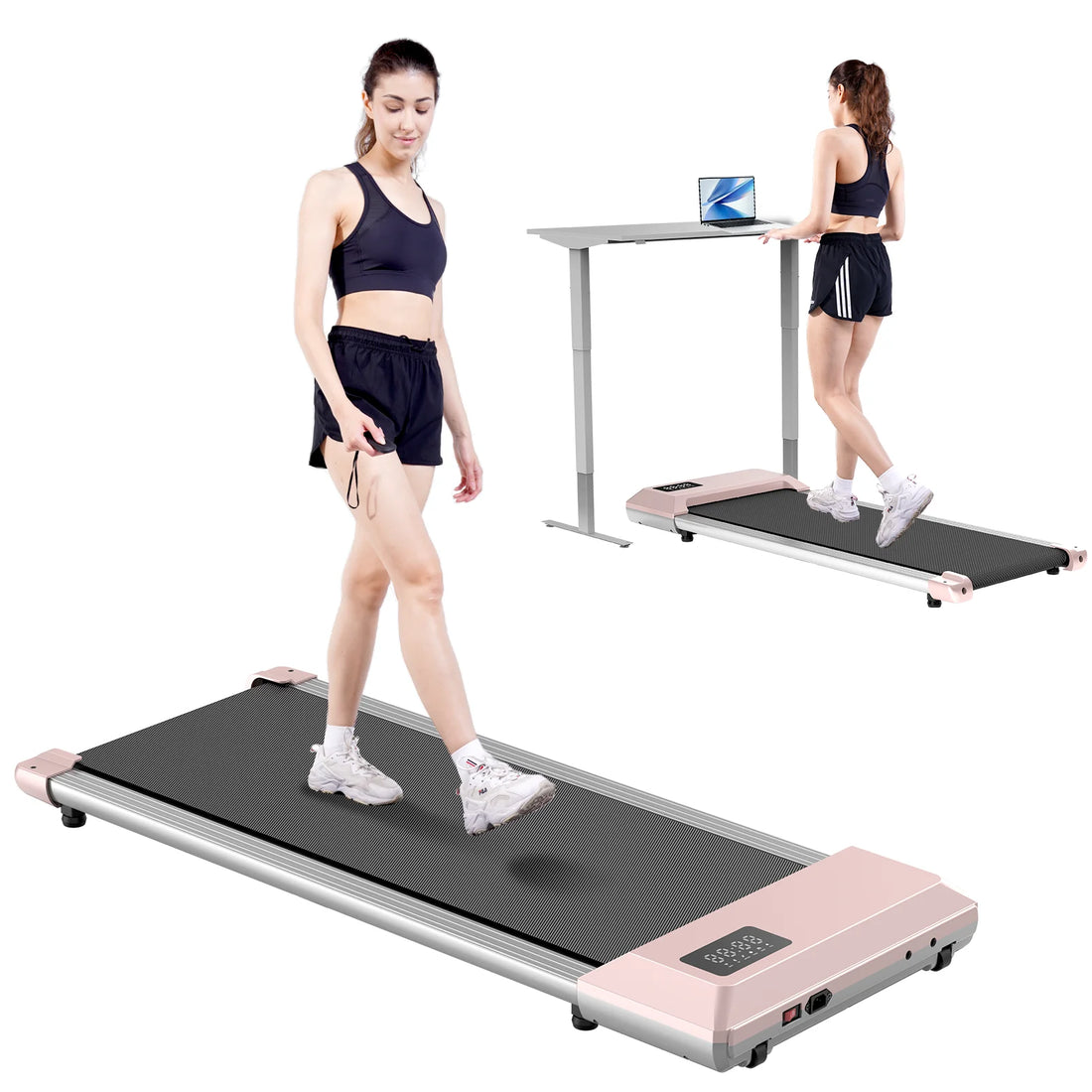 Walking Pad 2 in 1 under Desk Treadmill, 2.5HP Low Noise Walking Pad Running Jogging Machine with Remote Control for Home Office