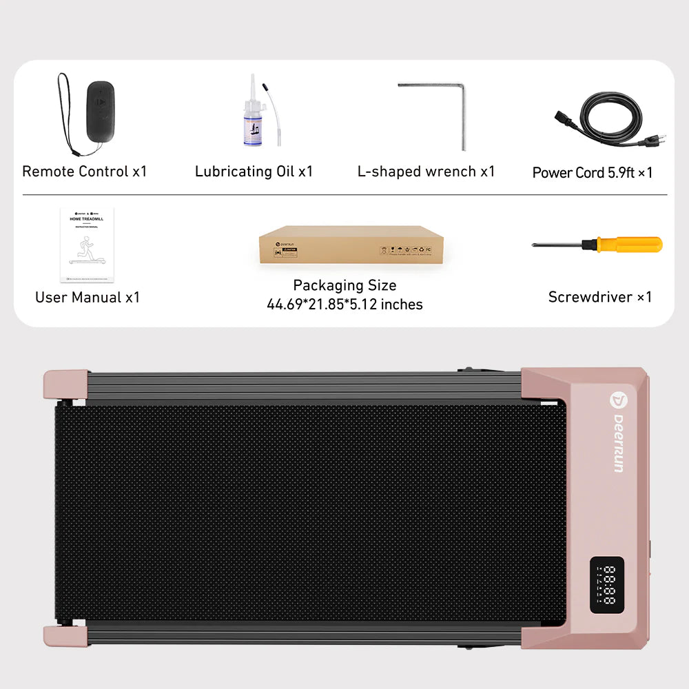 Deerrun Q2 Urban 7% Incline Under-Desk Walking Pad with Smart Control | Rose Gold