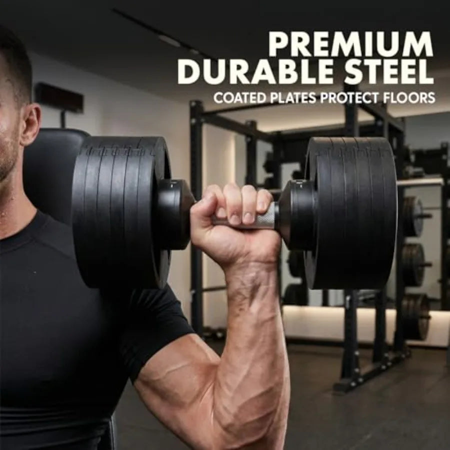 Adjustable Dumbbells with Quick Weight Change Space-Saving Set in Black with Anti-Slip Handle Secure Locking System Heavy-Duty