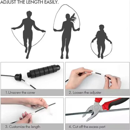 Tangle-Free Adjustable Steel Wire Jump Rope Rapid Speed Skipping Jump Ropes Fitness Workout Sport Equipment for Kids Adults