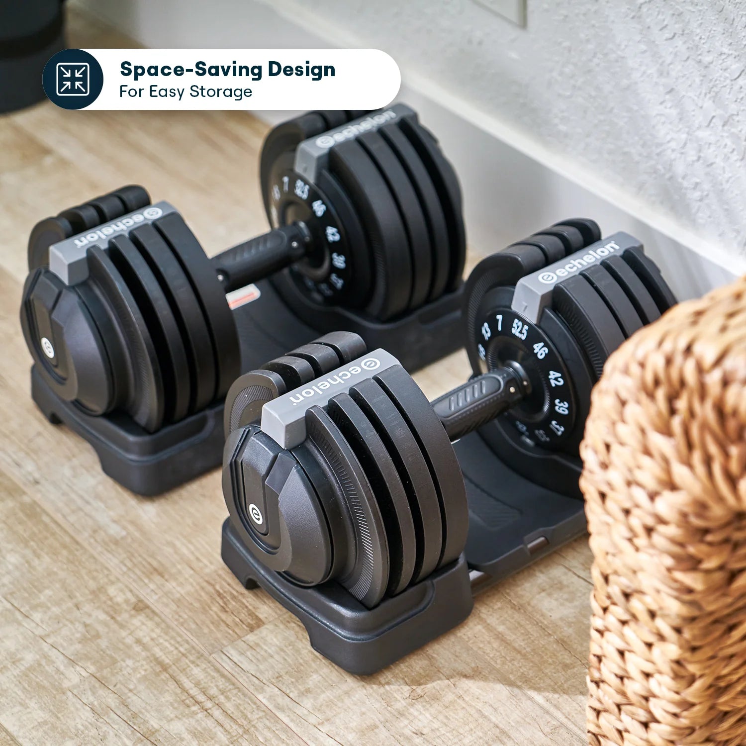 Echelon Strength Adjustable Dumbbells with Stand