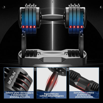 2 to 12 KG Adjustable Dumbbells 5 Weight Levels Short Dumbbells Set with Weight Discs, Short Dumbbells Adjustable Variable Weights 5 in 1 Set of 2