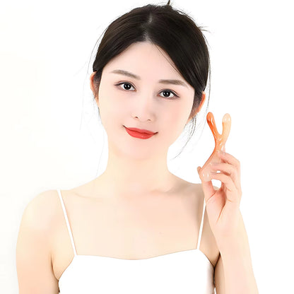Resin Face Lifting Scraping Massage Nose Lifting Massage Y-Shape Fork Guasha Massage Reduce Puffiness Trigger Point Nose Massage