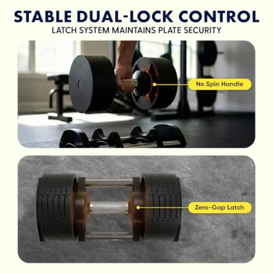 Adjustable Dumbbells with Quick Weight Change Space-Saving Set in Black with Anti-Slip Handle Secure Locking System Heavy-Duty