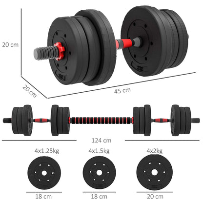 20Kg 2 in 1 Adjustable Dumbbells Weight Set, Dumbbell Hand Weight Barbell for Body Fitness, Lifting Training for Home, Office, Gym, Black
