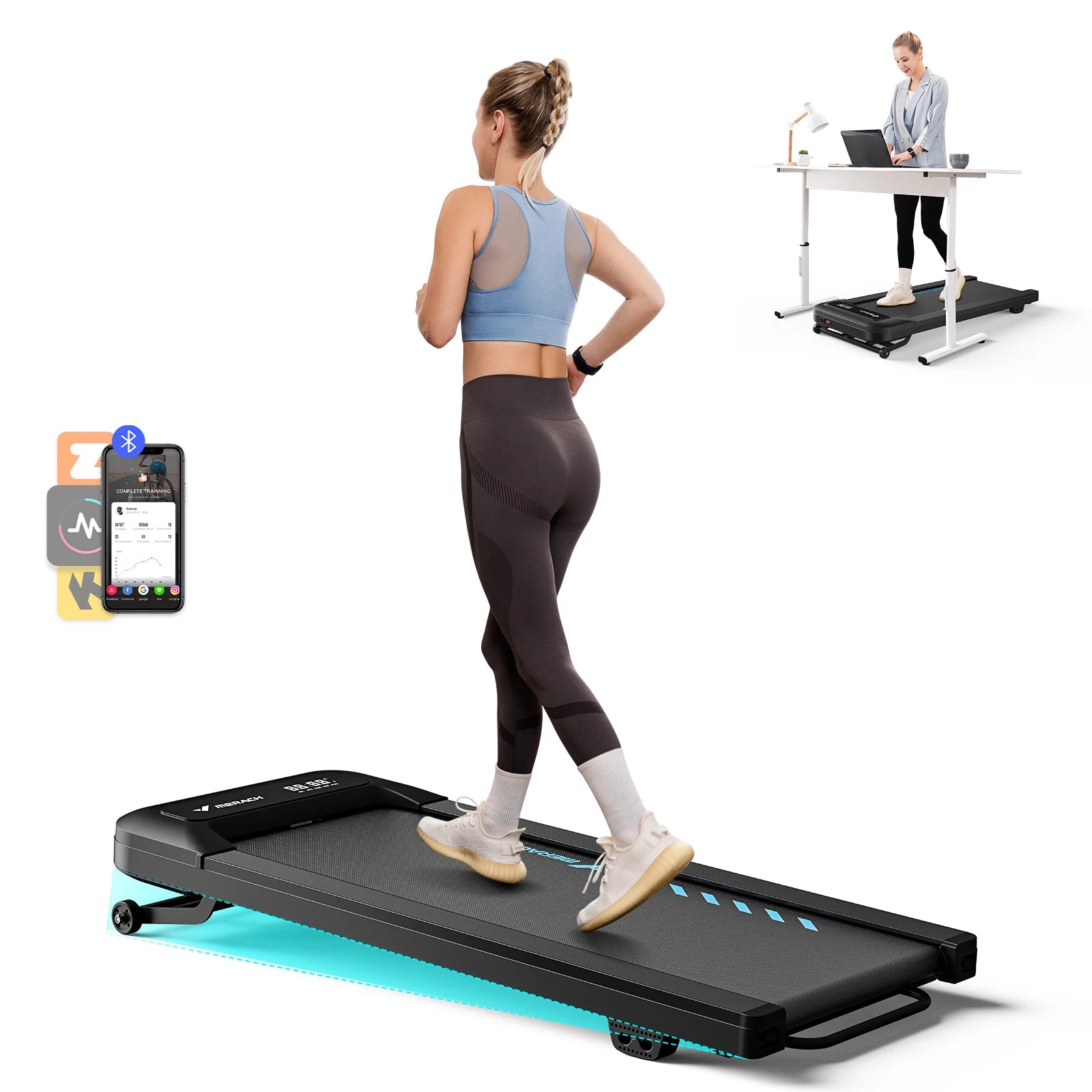 Walking Pad T14 Quiet under Desk Treadmills Home Gym Portable Walking Treadmill with Magnetic Remote Control LED Display