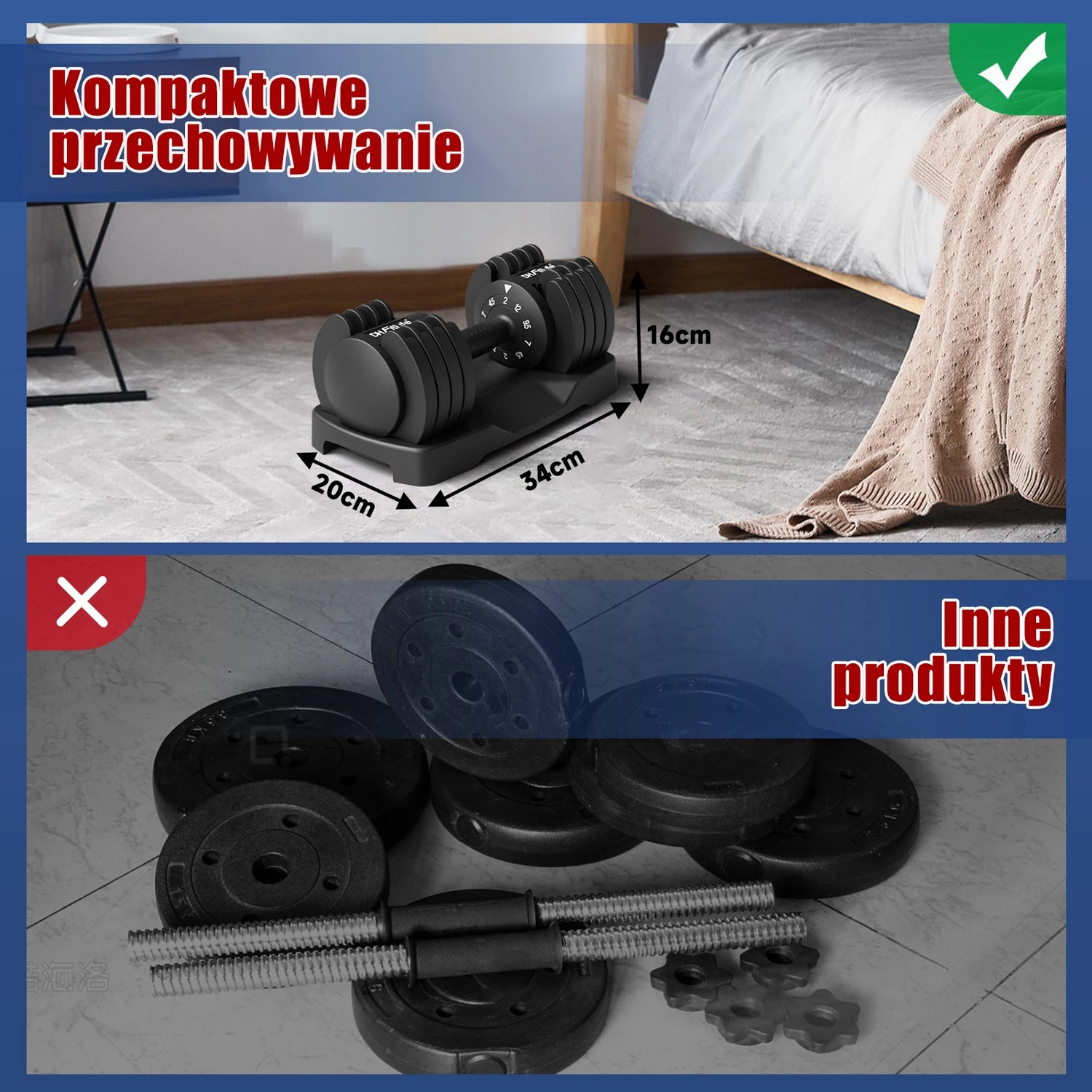 2 to 12 KG Adjustable Dumbbells 5 Weight Levels Short Dumbbells Set with Weight Discs, Short Dumbbells Adjustable Variable Weights 5 in 1 Set of 2