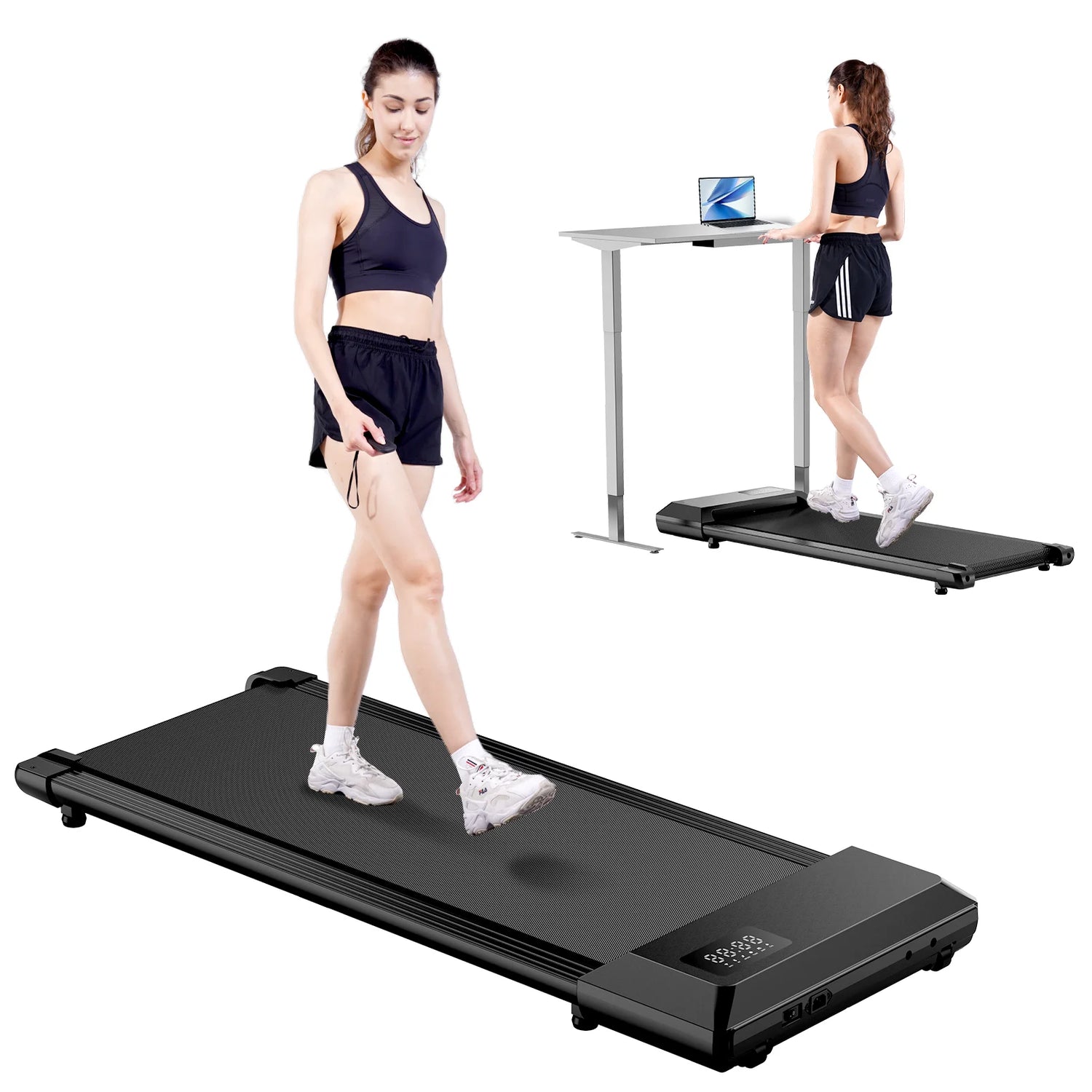 Walking Pad 2 in 1 under Desk Treadmill, 2.5HP Low Noise Walking Pad Running Jogging Machine with Remote Control for Home Office
