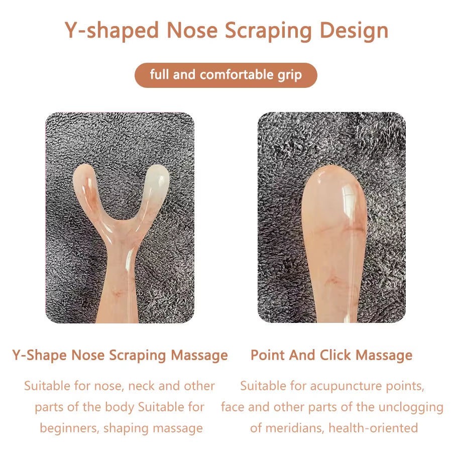 Resin Face Lifting Scraping Massage Nose Lifting Massage Y-Shape Fork Guasha Massage Reduce Puffiness Trigger Point Nose Massage