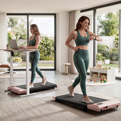 Deerrun Q2 Urban 7% Incline Under-Desk Walking Pad with Smart Control | Rose Gold