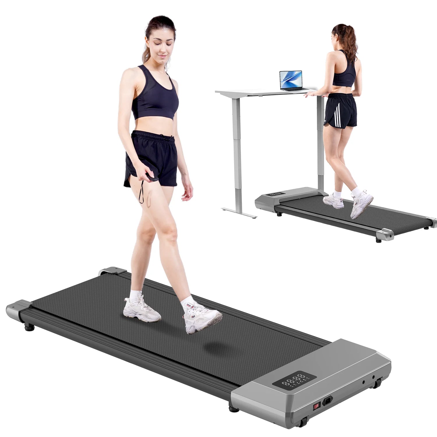 Walking Pad 2 in 1 under Desk Treadmill, 2.5HP Low Noise Walking Pad Running Jogging Machine with Remote Control for Home Office