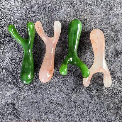 Resin Face Lifting Scraping Massage Nose Lifting Massage Y-Shape Fork Guasha Massage Reduce Puffiness Trigger Point Nose Massage