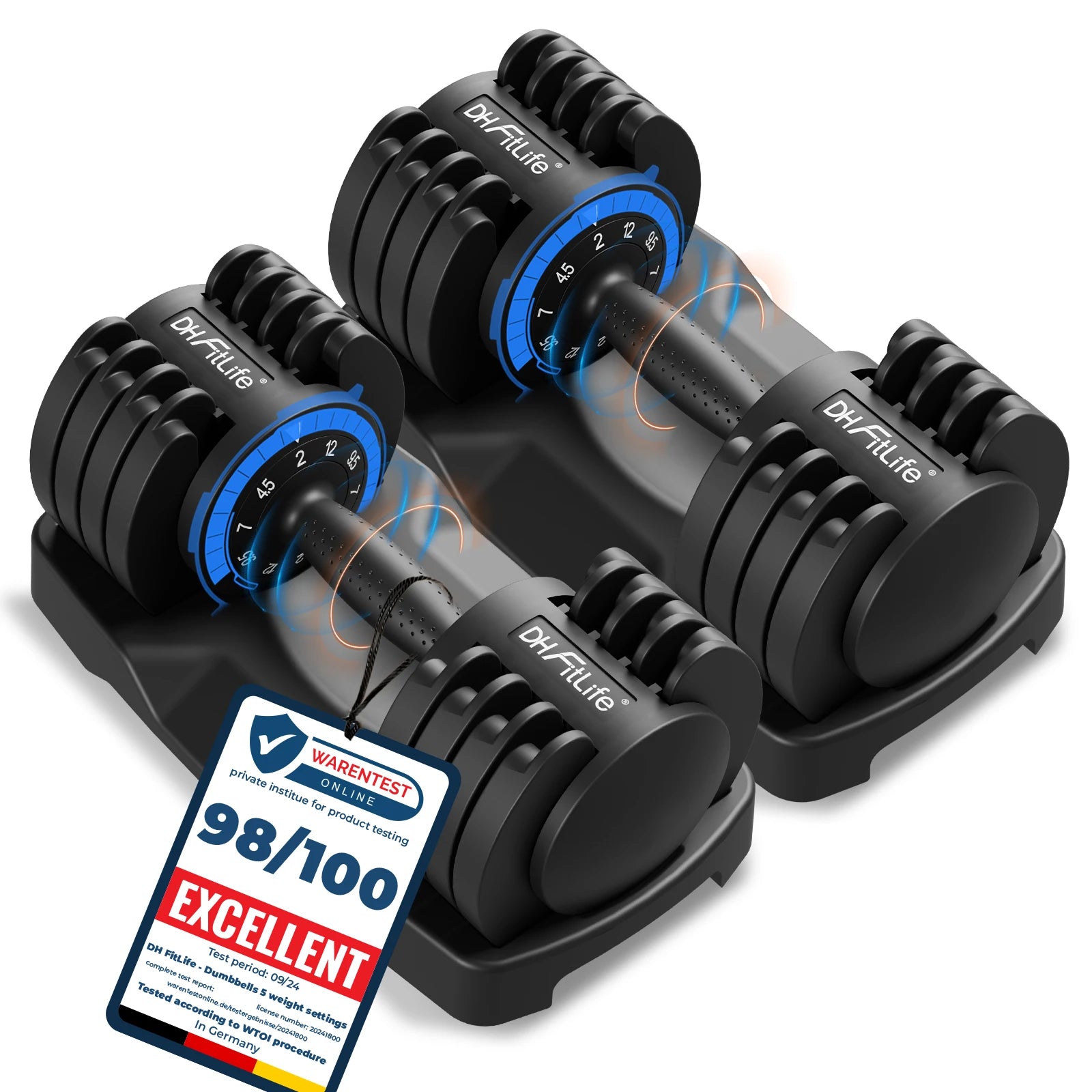 2 to 12 KG Adjustable Dumbbells 5 Weight Levels Short Dumbbells Set with Weight Discs, Short Dumbbells Adjustable Variable Weights 5 in 1 Set of 2