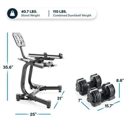 Echelon Strength Adjustable Dumbbells with Stand