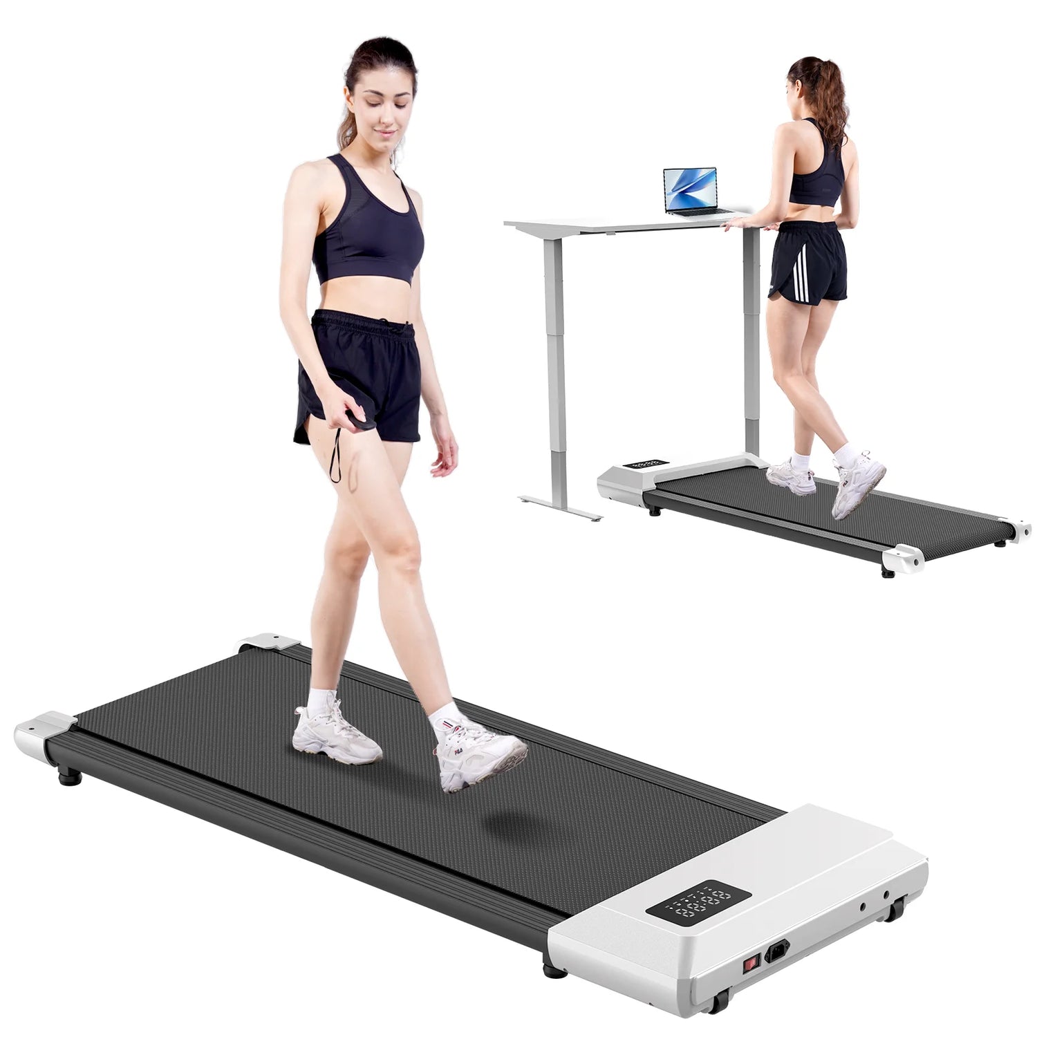 Walking Pad 2 in 1 under Desk Treadmill, 2.5HP Low Noise Walking Pad Running Jogging Machine with Remote Control for Home Office