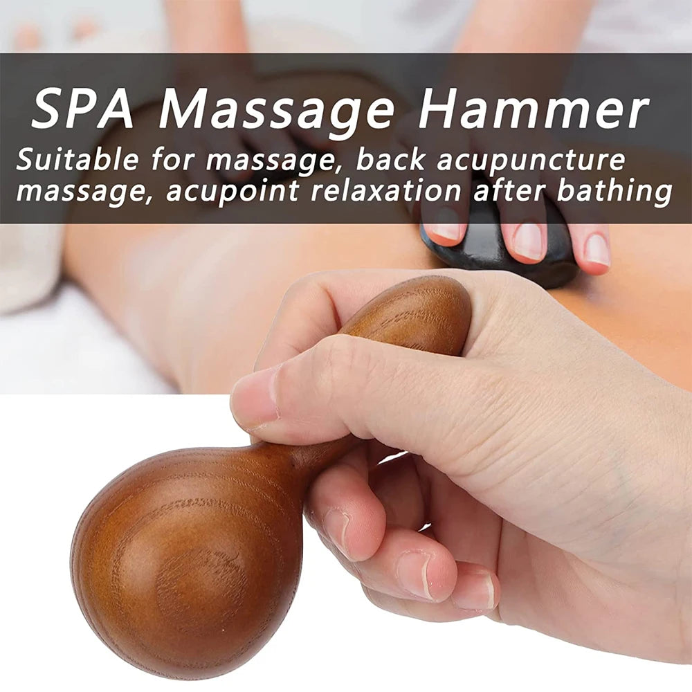 Portable Massage Hammer,Spa Massage Tool for Back Acupoint Massage &amp;Acupoint Relaxation,Wood Beauty Massage Hammer for Skin Care