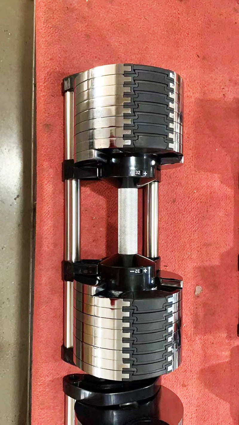 Chrome Adjustable Dumbbell Pair 2Kg(5Lb) or 4Kg(9Lb) Increase Max 45Kg(100Lb) Home Fitness OEM Dumbbells