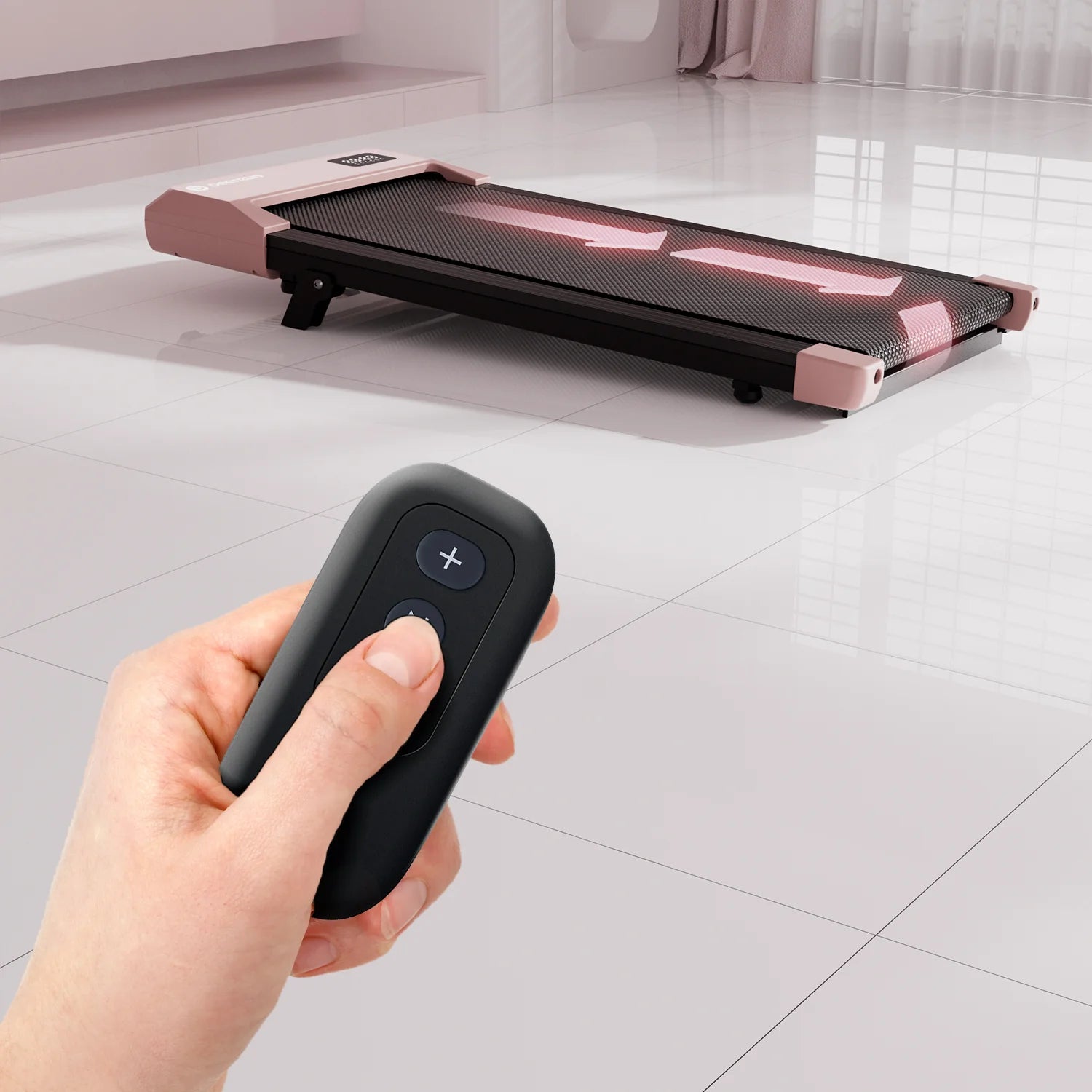 Deerrun Q2 Urban 7% Incline Under-Desk Walking Pad with Smart Control | Rose Gold