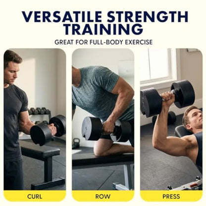 Adjustable Dumbbells with Quick Weight Change Space-Saving Set in Black with Anti-Slip Handle Secure Locking System Heavy-Duty
